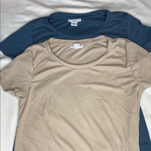 2 soft tees with a slight twist on the bottom